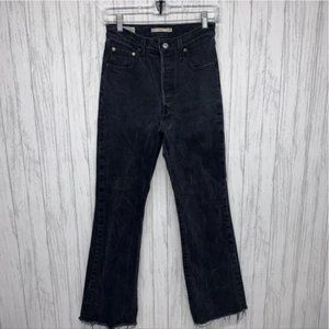 Womens Size 26 Levis Ribcage Boot Black Raw Hem Jeans EUC